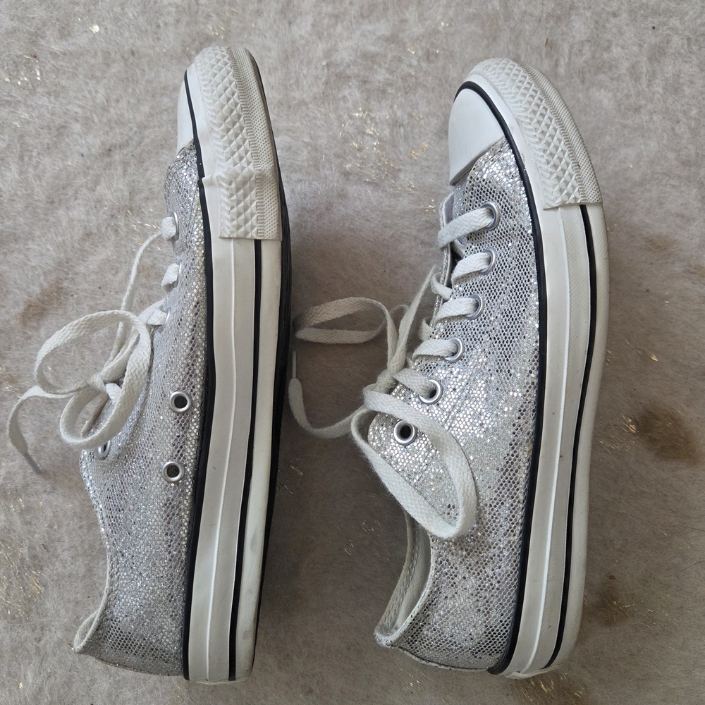 Converse Silver Glitter Sneakers - Picture 3 of 5